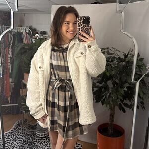 Marc New York Sherpa Button Front Jacket White Size Medium